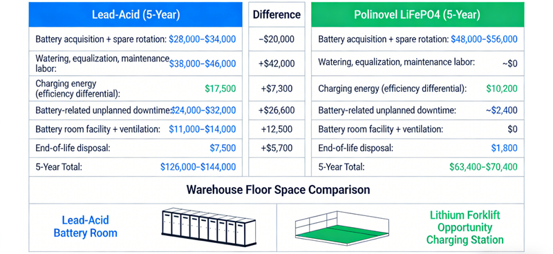 lead-acid battery room vs lithium forklift opportunity charging station warehouse floor space comparison lead-acid battery room vs lithium forklift opportunity charging station warehouse floor space comparison